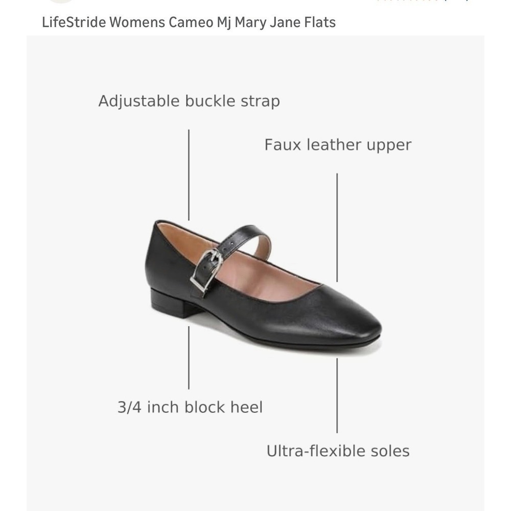 LifeStride Womens Cameo MJ Mary Jane Soft System Low Heels Black  6M New w/ Tag - Picture 2 of 10
